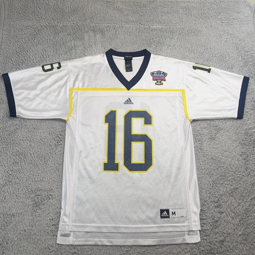 Vintage Allstate Sugar Bowl Jersey M White 16 NCAA College Football Adidas Mesh